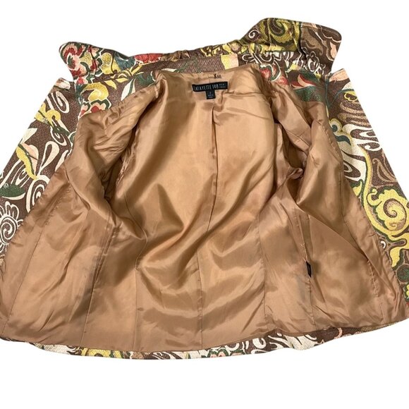 Lafayette 148 Floral Brocade Peplum Jacket Ruffle Sleeve Size 2 Fits Oversized - Picture 11 of 13